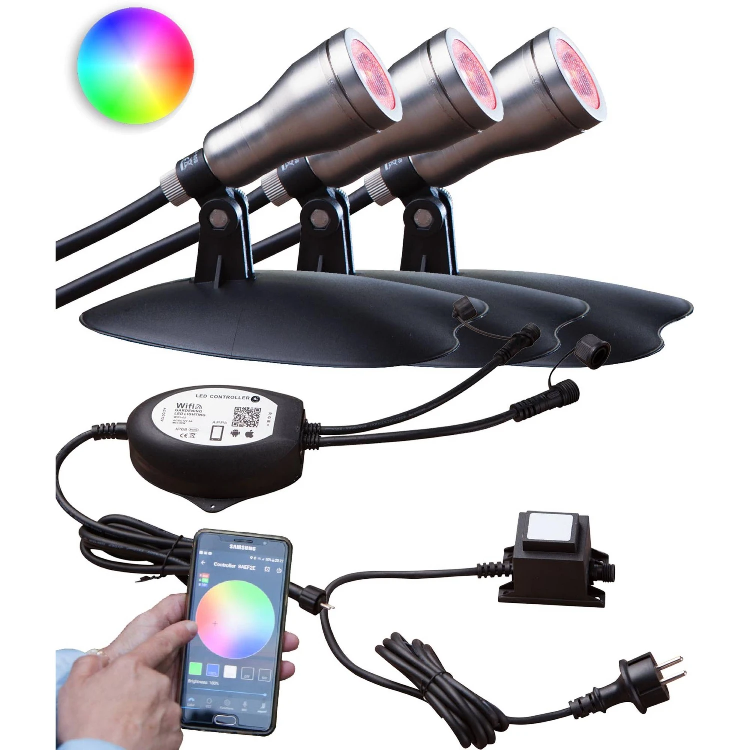 Heissner SMART LIGHTS Starter Set "WiFi" Inkl. 3 RGB Spots 1 Heissner SMART LIGHTS Starter Set "WiFi" Inkl. 3 RGB Spots