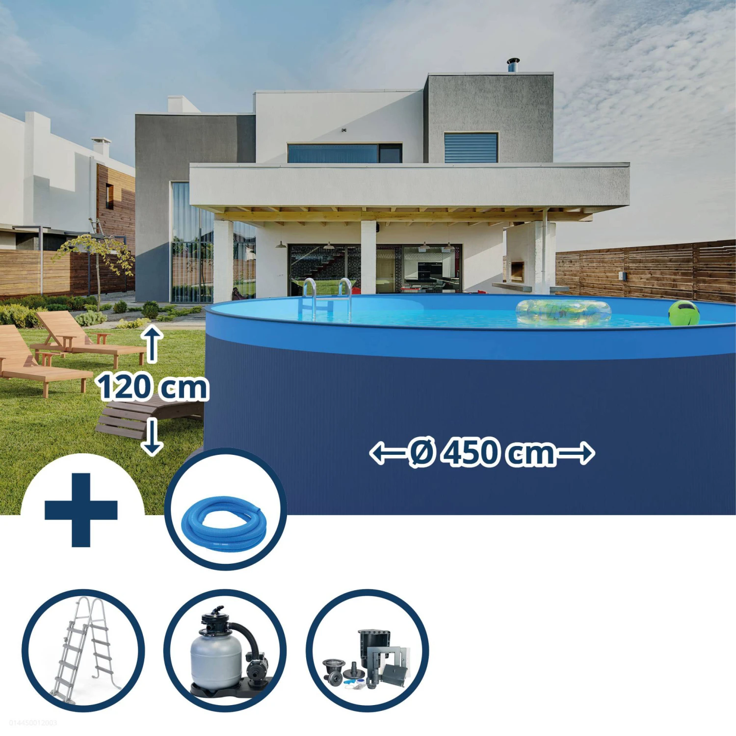 Waterman Stahlwandpool Set (5-teilig) Rund 450x120 Cm, Stahl 0,4 Mm Anthrazit, Folie 0,3 Mm Blau, Overlap 1 Waterman Stahlwandpool Set (5-teilig) Rund 450x120 Cm, Stahl 0,4 Mm Anthrazit, Folie 0,3 Mm Blau, Overlap