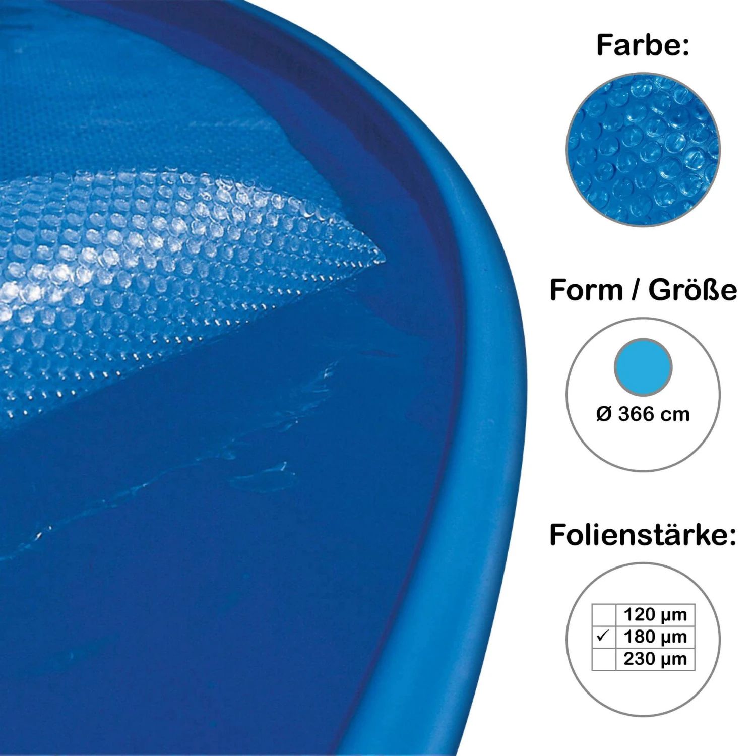 Solarplane, Solarfolie Und Bodenschutzvlies Für Fast-Set Pool Rund 366 Cm, 180 µm 3 Solarplane, Solarfolie Und Bodenschutzvlies Für Fast-Set Pool Rund 366 Cm, 180 µm – Bild 3