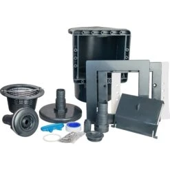 GRE Stahlwandpool Set (5-teilig) Hoch Rund Classic 450 X 120 Cm, Stahl 0,45mm Anthrazit Folie 0,3mm Blau -Schwimmbadzubehör 2500699 Einbau Skimmer Anthrazit 01 1