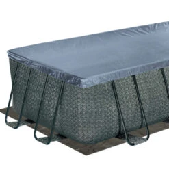 Polygroup Summer Waves Elite Rechteck Frame Pool Set Rattan Anthrazit 549 X 274 X 132 Cm (3000151) -Schwimmbadzubehör 3000151 3000152 Frame Pool Bodenplane Abdeckplane