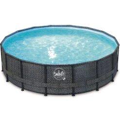 PolyGroup Elite Frame Pool Rund - Rattan Dunkel Grau 488 X 122 Cm Solo