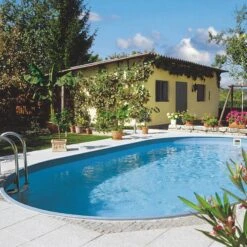 Waterman Stahlwandpool Set (7-teilig) Tief Oval 623 X 360 X 120 Cm, Stahl 0,4 Mm Weiß Folie 0,4 Mm Blau -Schwimmbadzubehör 450101012O 3