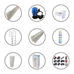 KWAD Styropor Pool De Luxe Komplettset 8,0 X 4,0 X 1,5m Mit 0,8 Mm Innenhülle Sand Inkl. Edelstahlleiter -Schwimmbadzubehör 50102 Zubehoer