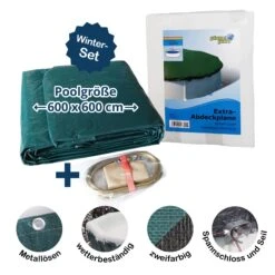SUMMER FUN Abdeckplane Für 600cm Rund Pools Und Schwimmbecken - 160 G/m² Stark Extra Winterschutz Und Ganzjahresabdeckung