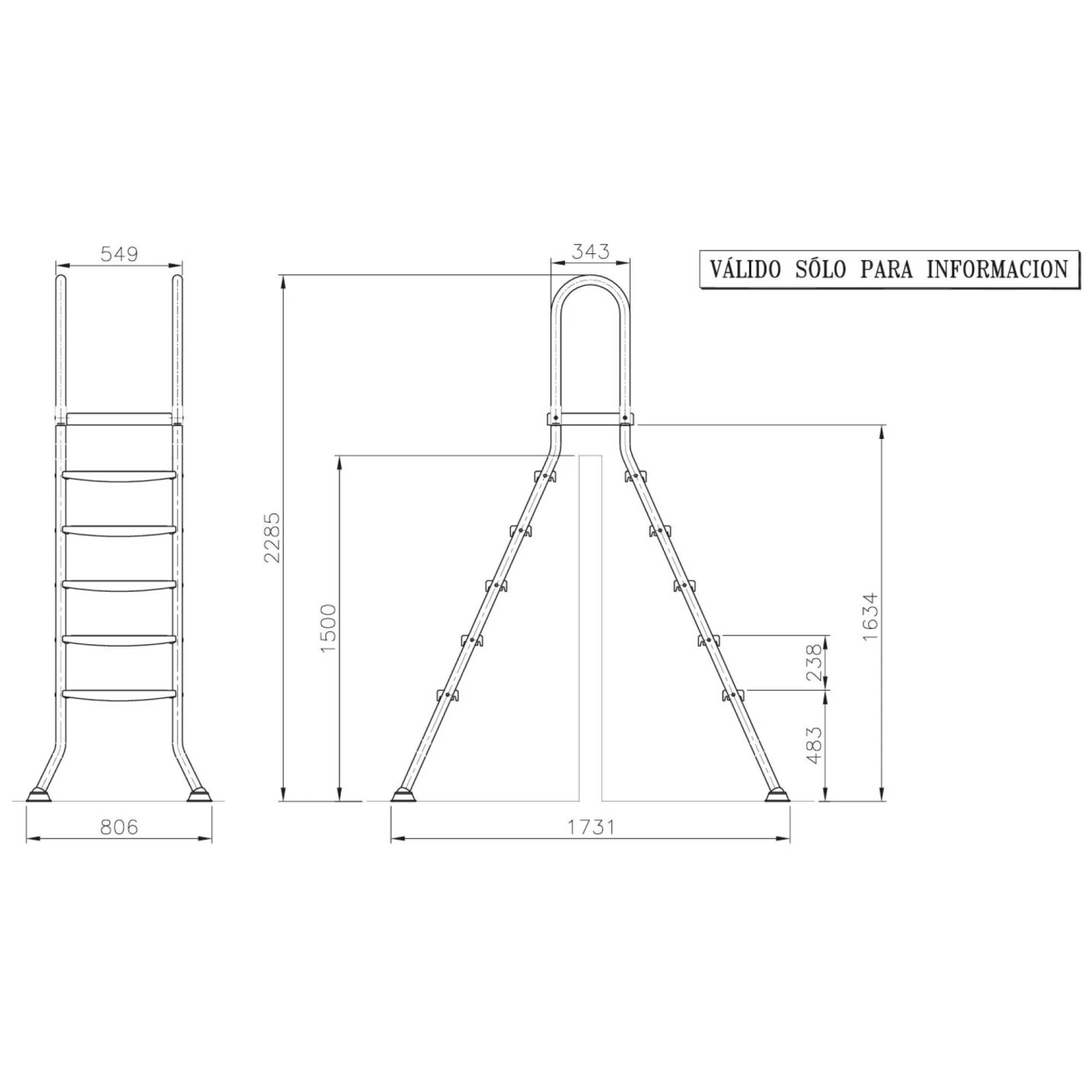SUMMER FUN Poolleiter Edelstahl Für Hochbecken Mit 150 Cm Höhe 2 SUMMER FUN Poolleiter Edelstahl Für Hochbecken Mit 150 Cm Höhe – Bild 2