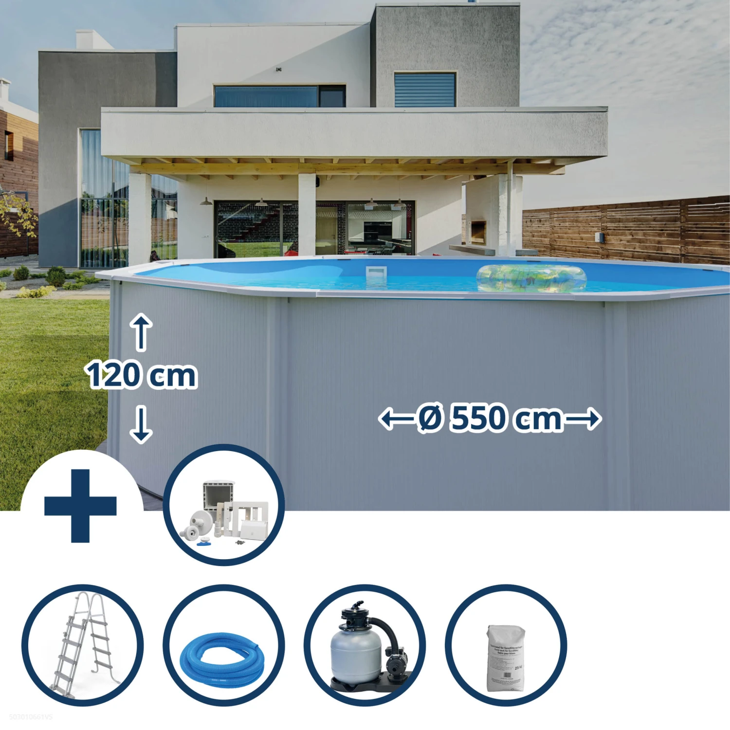 Waterman Stahlwandpool Set (7-teilig) Hoch Rund 550 X 120 Cm, Stahl 0,4 Mm Weiß Folie 0,3 Mm Blau 1 Waterman Stahlwandpool Set (7-teilig) Hoch Rund 550 X 120 Cm, Stahl 0,4 Mm Weiß Folie 0,3 Mm Blau