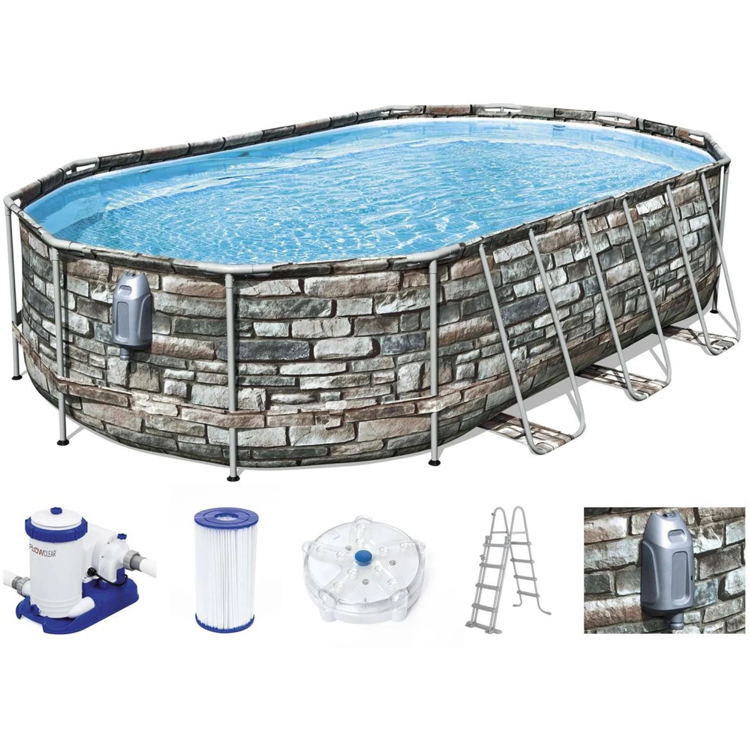 Bestway Power Steel Comfort Jet Series Frame Pool, Komplettset, Oval, 610 X 366 X 122 Cm (56719GS) 1 Bestway Power Steel Comfort Jet Series Frame Pool, Komplettset, Oval, 610 X 366 X 122 Cm (56719GS)