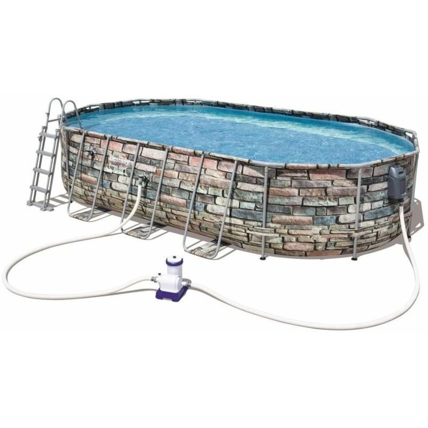 Bestway Power Steel Comfort Jet Series Frame Pool, Komplettset, Oval, 610 X 366 X 122 Cm (56719GS) 2 Bestway Power Steel Comfort Jet Series Frame Pool, Komplettset, Oval, 610 X 366 X 122 Cm (56719GS) – Bild 2