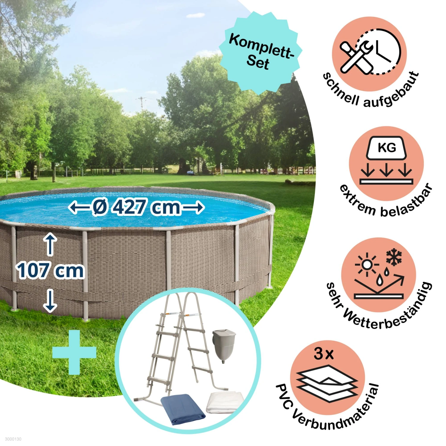 Polygroup Summer Waves Frame Pool Set Rattan Braun 427 X 107 Cm (3000130) 1 Polygroup Summer Waves Frame Pool Set Rattan Braun 427 X 107 Cm (3000130)