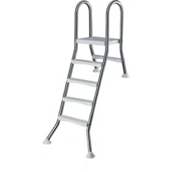 Waterman Stahlwandpool Set (9-teilig) Halbhoch Rund Bermuda 600 X 120 Cm, Stahl 0,6 Mm Weiß Folie 0,6 Mm Blau -Schwimmbadzubehör Halhochbeckenleiter 4 1 Stufig Edelstahl fuer Pool 1