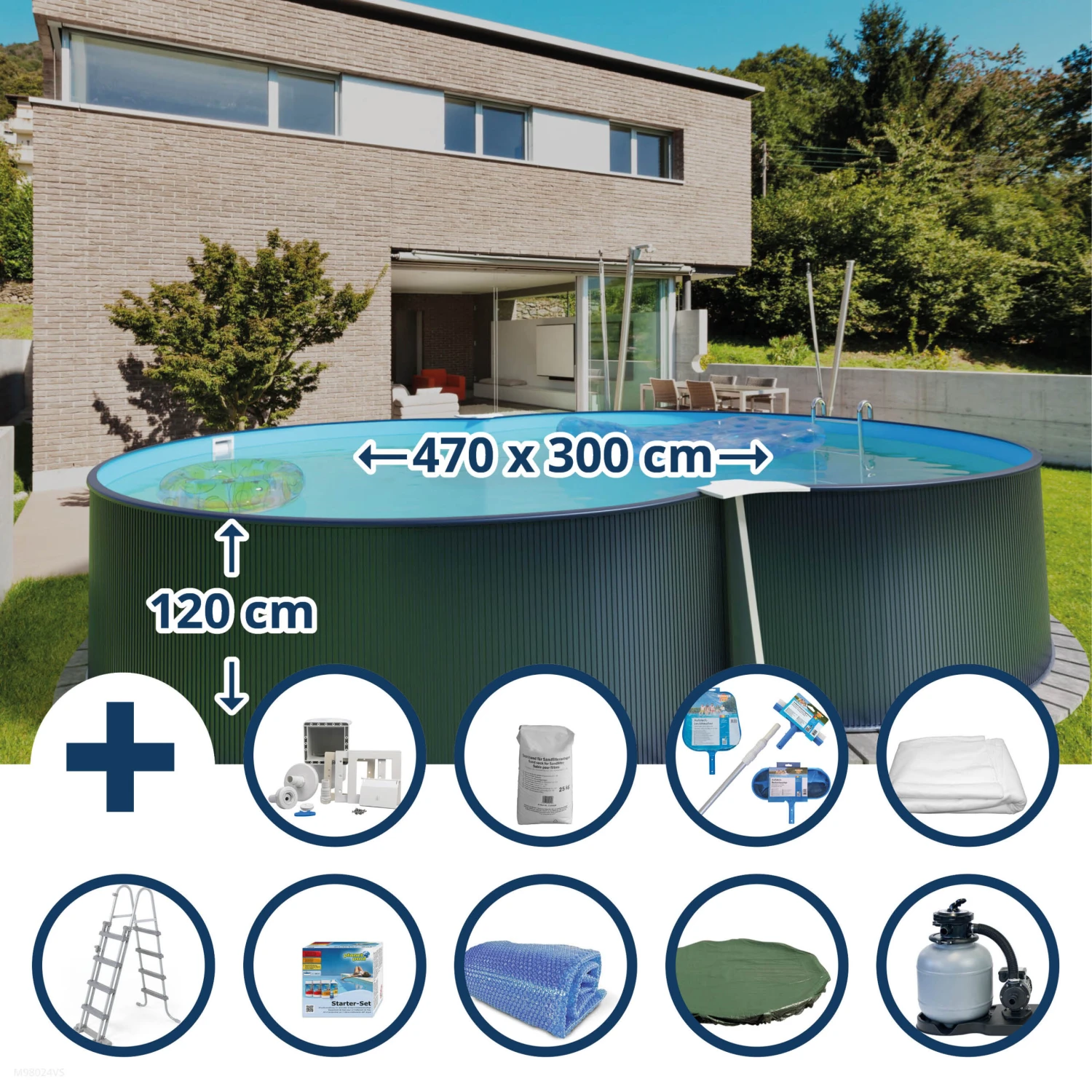 Waterman Stahlwandpool Set (10-teilig) Hoch Achtform 470x300x120 Cm, Stahl 0,4 Mm Anthrazit Folie 0,4 Mm Blau 1 Waterman Stahlwandpool Set (10-teilig) Hoch Achtform 470x300x120 Cm, Stahl 0,4 Mm Anthrazit Folie 0,4 Mm Blau