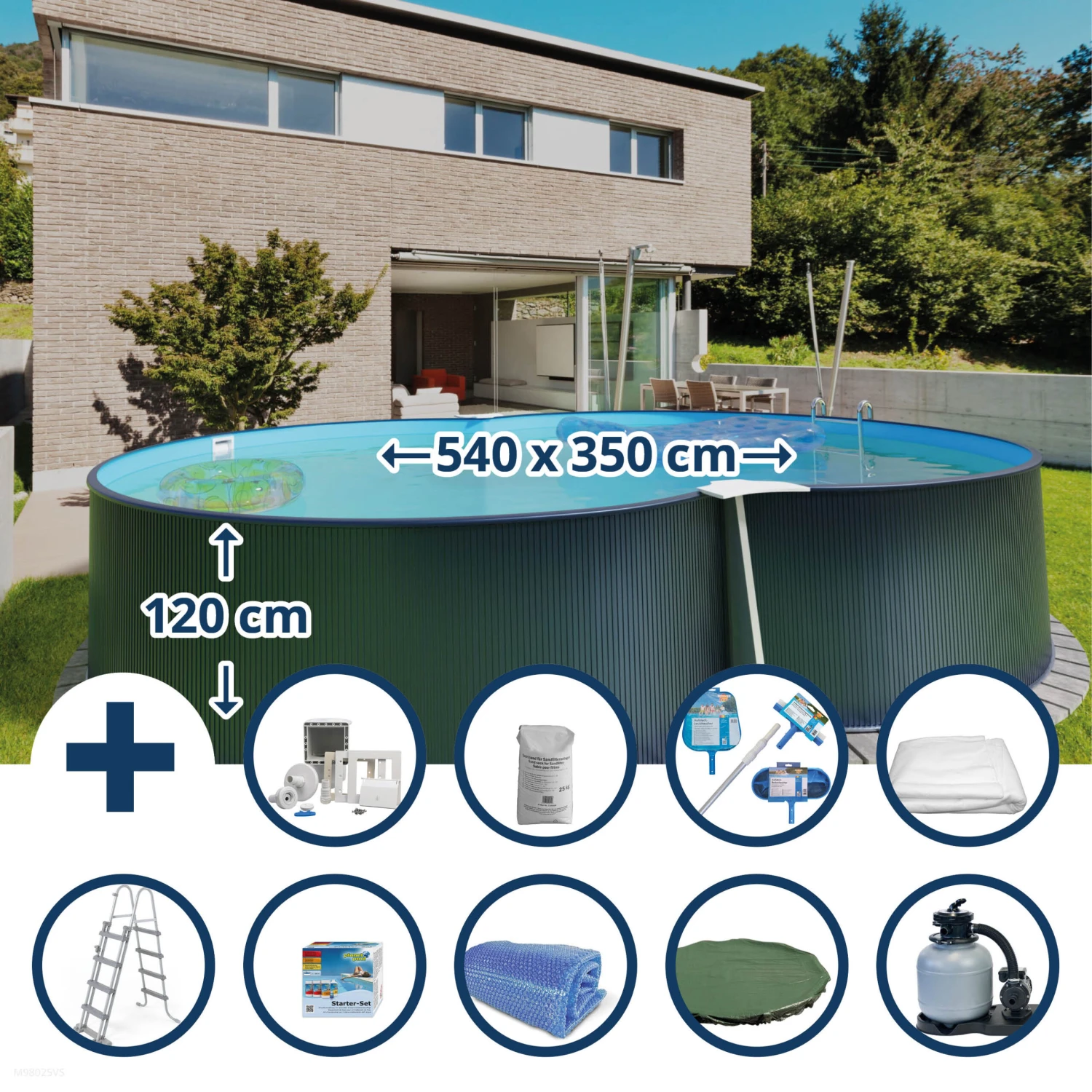 Waterman Stahlwandpool Set (10-teilig) Hoch Achtform 540x350x120 Cm, Stahl 0,4 Mm Anthrazit Folie 0,4 Mm Blau 1 Waterman Stahlwandpool Set (10-teilig) Hoch Achtform 540x350x120 Cm, Stahl 0,4 Mm Anthrazit Folie 0,4 Mm Blau