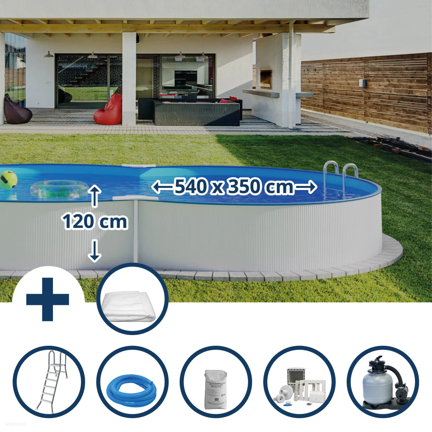 Waterman Stahlwandpool Set (6-teilig) Halbhoch Achtform 540x350x120 Cm, Stahl 0,4 Mm Weiß Folie 0,4 Mm Blau 1 Waterman Stahlwandpool Set (6-teilig) Halbhoch Achtform 540x350x120 Cm, Stahl 0,4 Mm Weiß Folie 0,4 Mm Blau