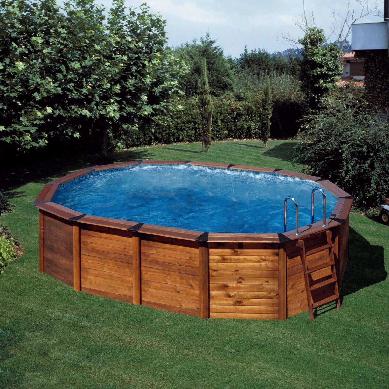 Waterman Stahlwandpool Set Oval Echtholz 790x465x120cm, Stahl 0,45mm Weiß, Folie 0,4mm Blau, Einhängebiese 1 Waterman Stahlwandpool Set Oval Echtholz 790x465x120cm, Stahl 0,45mm Weiß, Folie 0,4mm Blau, Einhängebiese