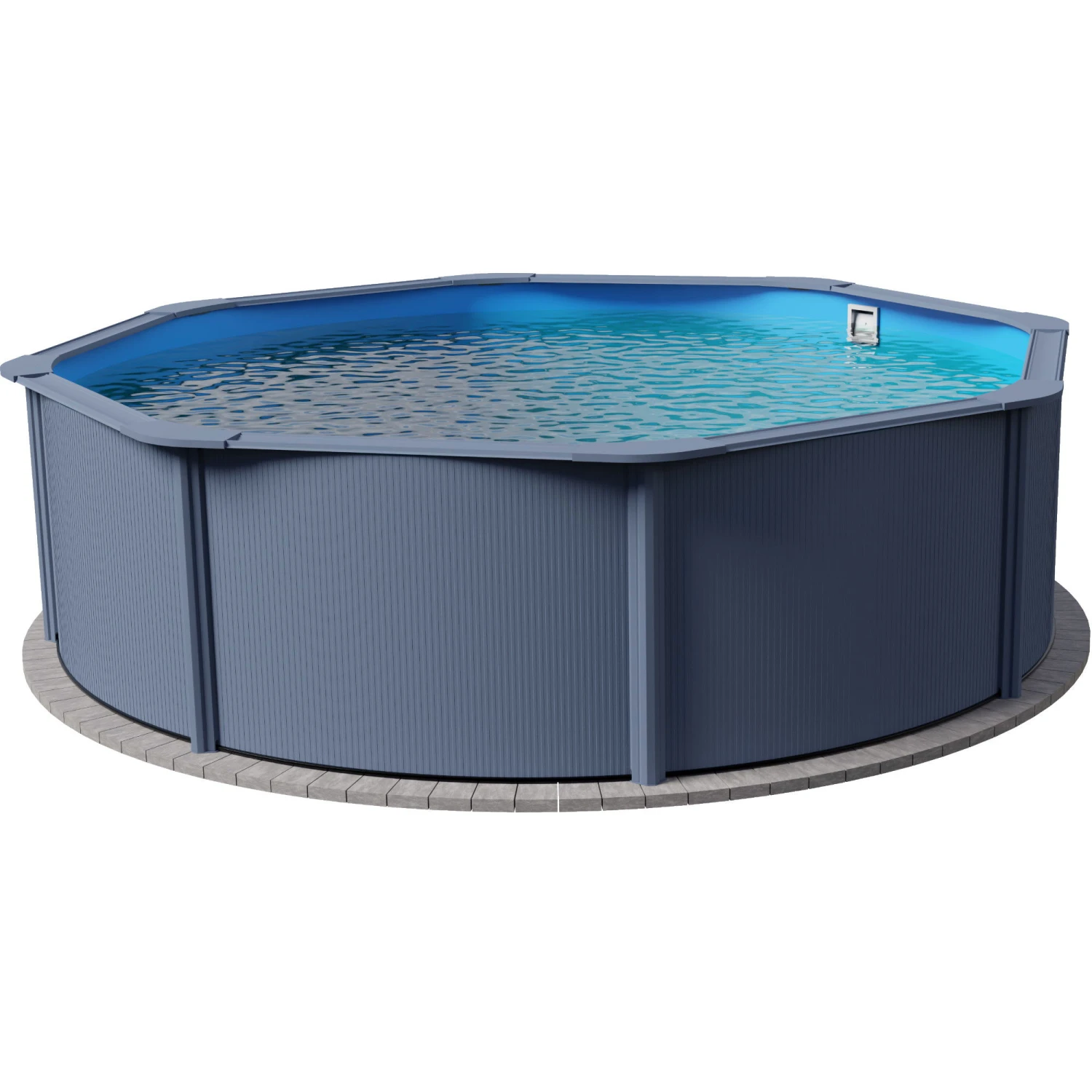 Stahlwandpool Rund Classic 450x120 Cm, Stahl 0,4 Mm Anthrazit, Folie 0,3 Mm Blau, Overlap 1 Stahlwandpool Rund Classic 450x120 Cm, Stahl 0,4 Mm Anthrazit, Folie 0,3 Mm Blau, Overlap