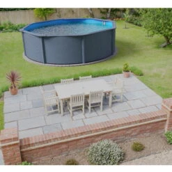 Stahlwandpool Rund Classic 450x120 Cm, Stahl 0,4 Mm Anthrazit, Folie 0,3 Mm Blau, Overlap 11 Stahlwandpool Rund Classic 450x120 Cm, Stahl 0,4 Mm Anthrazit, Folie 0,3 Mm Blau, Overlap -Schwimmbadzubehör Planet Pool Stahlwandpool Classic anthrazit blau MS 03 3