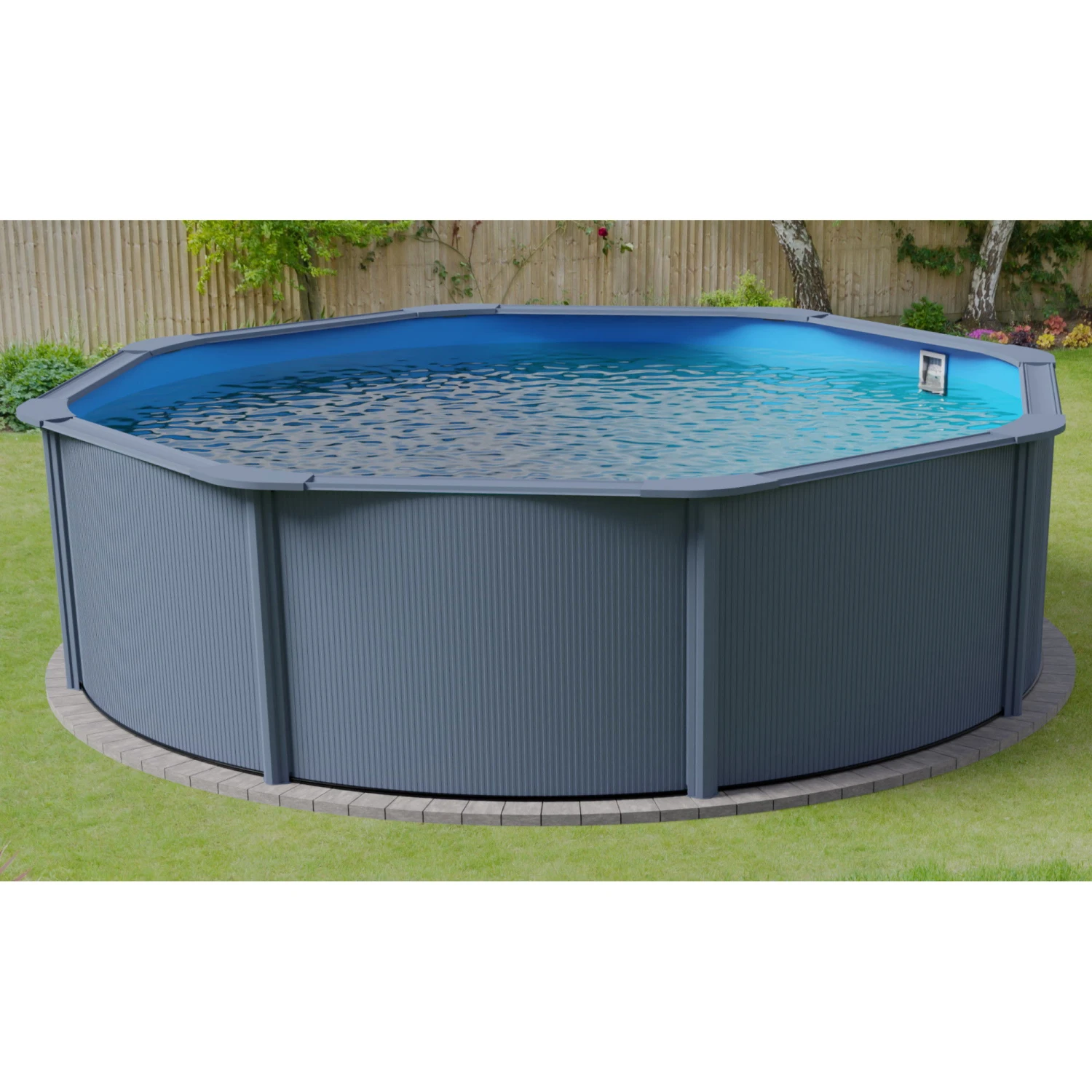 Stahlwandpool Rund Classic 450x120 Cm, Stahl 0,4 Mm Anthrazit, Folie 0,3 Mm Blau, Overlap 4 Stahlwandpool Rund Classic 450x120 Cm, Stahl 0,4 Mm Anthrazit, Folie 0,3 Mm Blau, Overlap – Bild 4