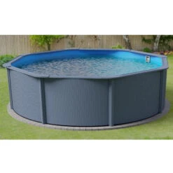 Stahlwandpool Rund Classic 350x120 Cm, Stahl 0,4 Mm Anthrazit, Folie 0,3 Mm Blau, Overlap -Schwimmbadzubehör Planet Pool Stahlwandpool Classic anthrazit blau MS 04