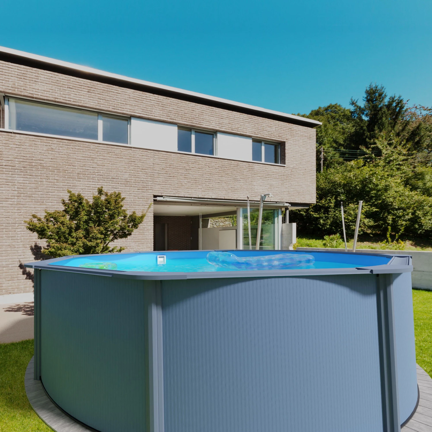 Stahlwandpool Rund Classic 450x120 Cm, Stahl 0,4 Mm Anthrazit, Folie 0,3 Mm Blau, Overlap 5 Stahlwandpool Rund Classic 450x120 Cm, Stahl 0,4 Mm Anthrazit, Folie 0,3 Mm Blau, Overlap – Bild 5