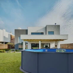 Stahlwandpool Rund Classic 350x120 Cm, Stahl 0,4 Mm Anthrazit, Folie 0,3 Mm Blau, Overlap -Schwimmbadzubehör Planet Pool Stahlwandpool Classic anthrazit blau MS 07 2