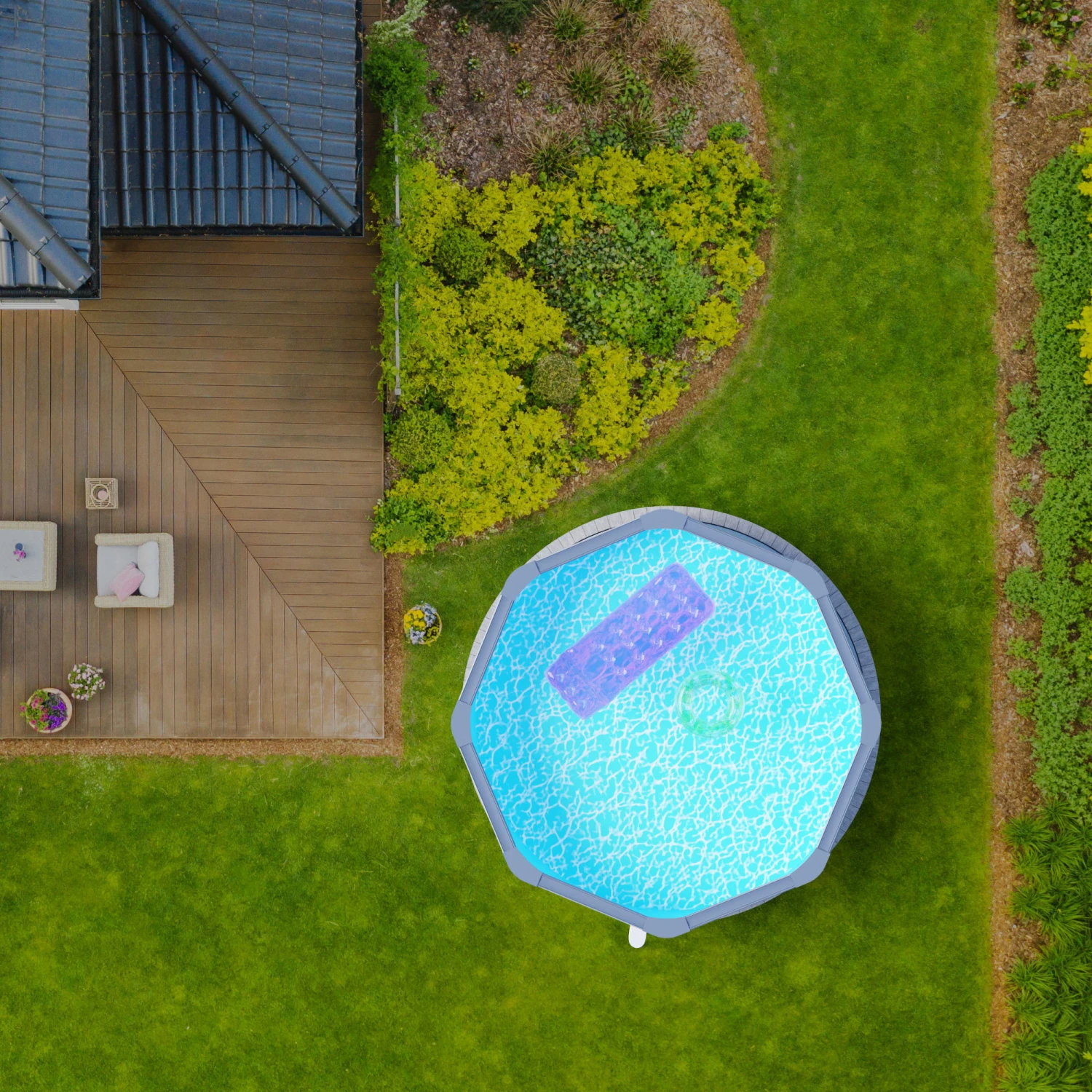 Stahlwandpool Rund Classic 450x120 Cm, Stahl 0,4 Mm Anthrazit, Folie 0,3 Mm Blau, Overlap 8 Stahlwandpool Rund Classic 450x120 Cm, Stahl 0,4 Mm Anthrazit, Folie 0,3 Mm Blau, Overlap – Bild 8