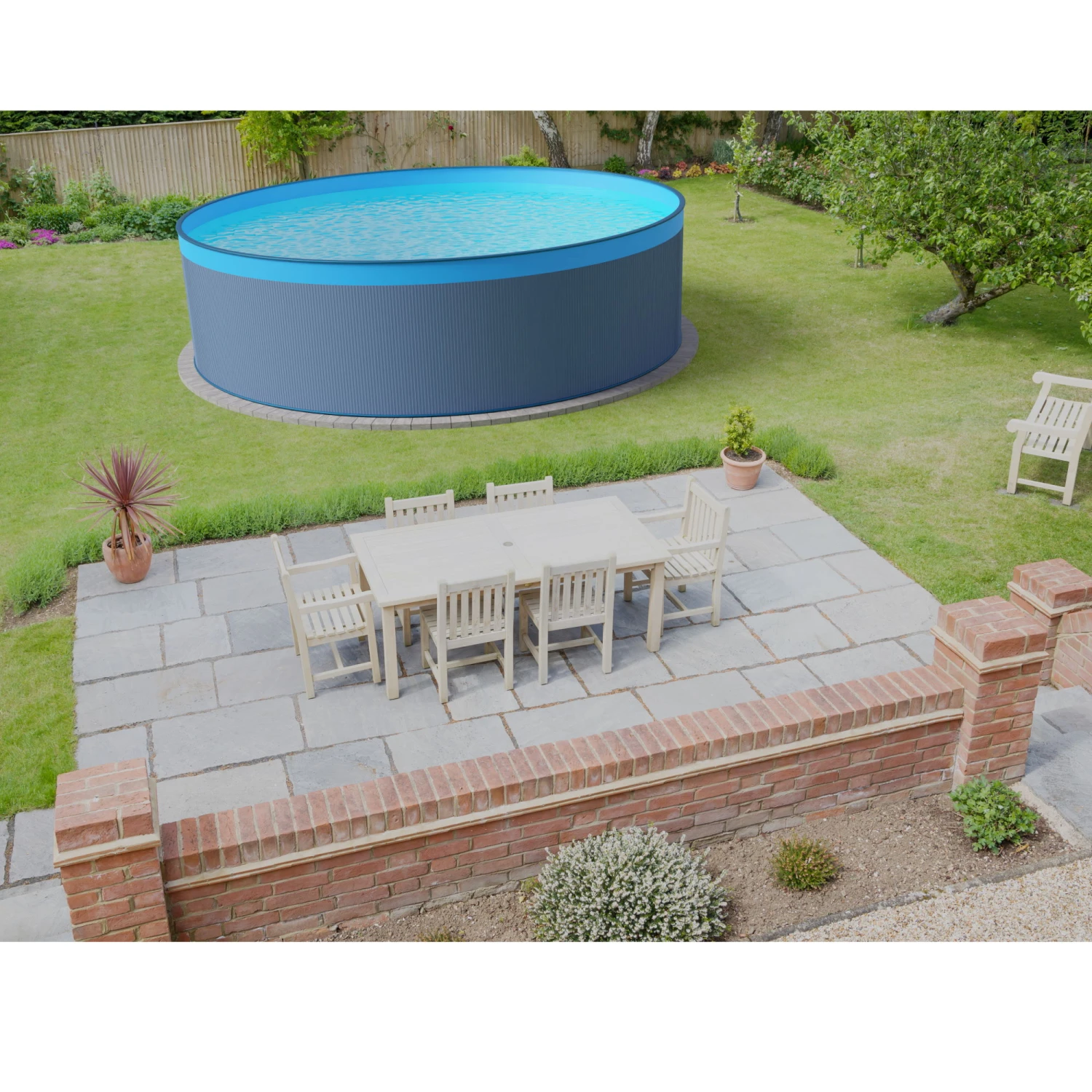 Waterman Stahlwandpool Rund 500x120 Cm, Stahl 0,4 Mm Anthrazit, Folie 0,3 Mm Blau, Overlap 3 Waterman Stahlwandpool Rund 500x120 Cm, Stahl 0,4 Mm Anthrazit, Folie 0,3 Mm Blau, Overlap – Bild 3