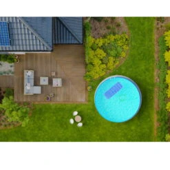 Waterman Stahlwandpool Rund 350x90 Cm, Stahl 0,3 Mm Weiß, Folie 0,2 Mm Blau, Overlap -Schwimmbadzubehör Planet Pool Stahlwandpool weiss blau overlap OS 07 3