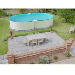 Waterman Stahlwandpool Set (12-teilig) Hoch Achtform 470 X 300 X 120 Cm, Stahl 0,4 Mm Weiß Folie 0,4 Mm Blau -Schwimmbadzubehör S81009MSVS S81010MSVS S8140MSVS Stahlwandbecken Achtform Weiss Blau 02 5