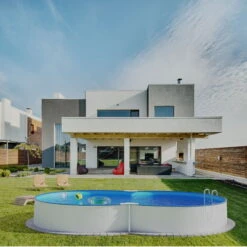 Stahlwandpool Achtform 650x420x120 Cm, Stahl 0,4 Mm Weiß, Folie 0,4 Mm Blau, Einhängebiese -Schwimmbadzubehör S81009MSVS S81010MSVS S8140MSVS Stahlwandbecken Achtform Weiss Blau 04 1