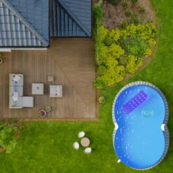 Stahlwandpool Achtform 470x300x120 Cm, Stahl 0,4 Mm Anthrazit, Folie 0,4 Mm Blau, Einhängebiese -Schwimmbadzubehör S81068MSVS S81069MSVS S81073MSVS Stahlwandbecken Achtform Athrazit Blau 06