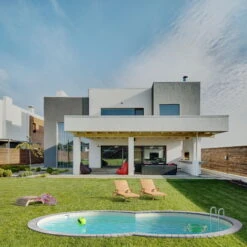 Stahlwandpool Achtform 540x350x120 Cm, Stahl 0,4 Mm Anthrazit, Folie 0,4 Mm Sand, Einhängebiese -Schwimmbadzubehör S81081MSVS S81083MSVS Stahlwandbecken Achtform Athrazit Sand 03 n