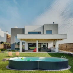 Stahlwandpool Achtform 650x420x120 Cm, Stahl 0,4 Mm Anthrazit, Folie 0,4 Mm Sand, Einhängebiese -Schwimmbadzubehör S81081MSVS S81083MSVS Stahlwandbecken Achtform Athrazit Sand 04 n 1