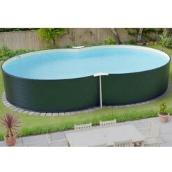 Stahlwandpool Set (6-teilig) Achtform 470x300x120cm, Stahl 0,4mm Anthrazit, Folie 0,4mm Sand, Einh. -Schwimmbadzubehör S81081MSVS S81083MSVS Stahlwandbecken Achtform Athrazit Sand 06 n