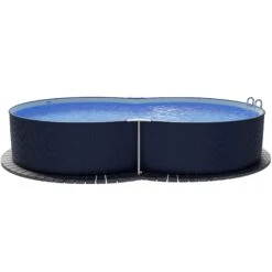 Stahlwandpool Achtform 540x350x120 Cm, Stahl 0,4 Mm Anthrazit, Folie 0,4 Mm Sand, Einhängebiese -Schwimmbadzubehör S81081MSVS S81083MSVS Stahlwandbecken Achtform Athrazit Sand 08 n