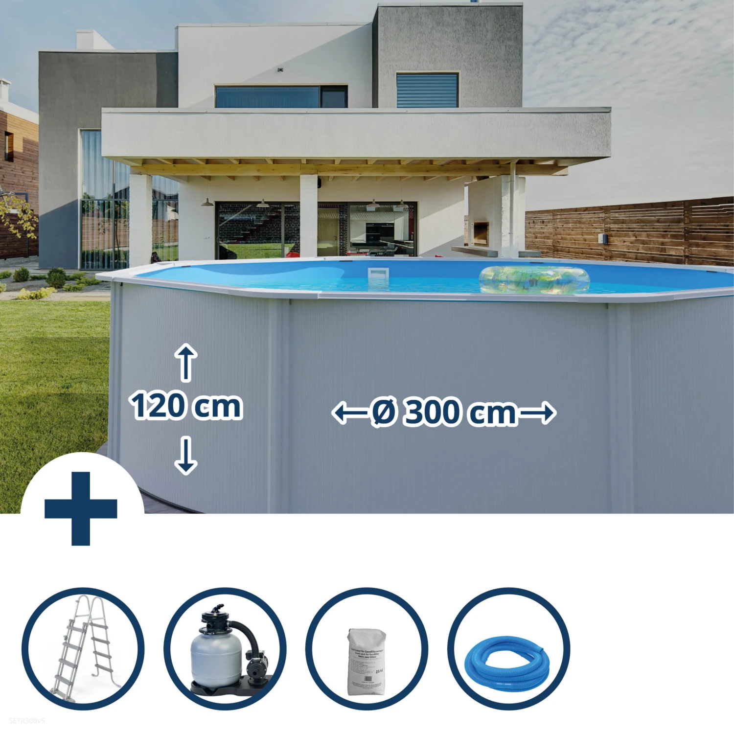 Waterman Stahlwandpool Set Rund 300x120 Cm, Stahl 0,45 Mm Weiß, Folie 0,3 Mm Blau, Overlap 1 Waterman Stahlwandpool Set Rund 300x120 Cm, Stahl 0,45 Mm Weiß, Folie 0,3 Mm Blau, Overlap