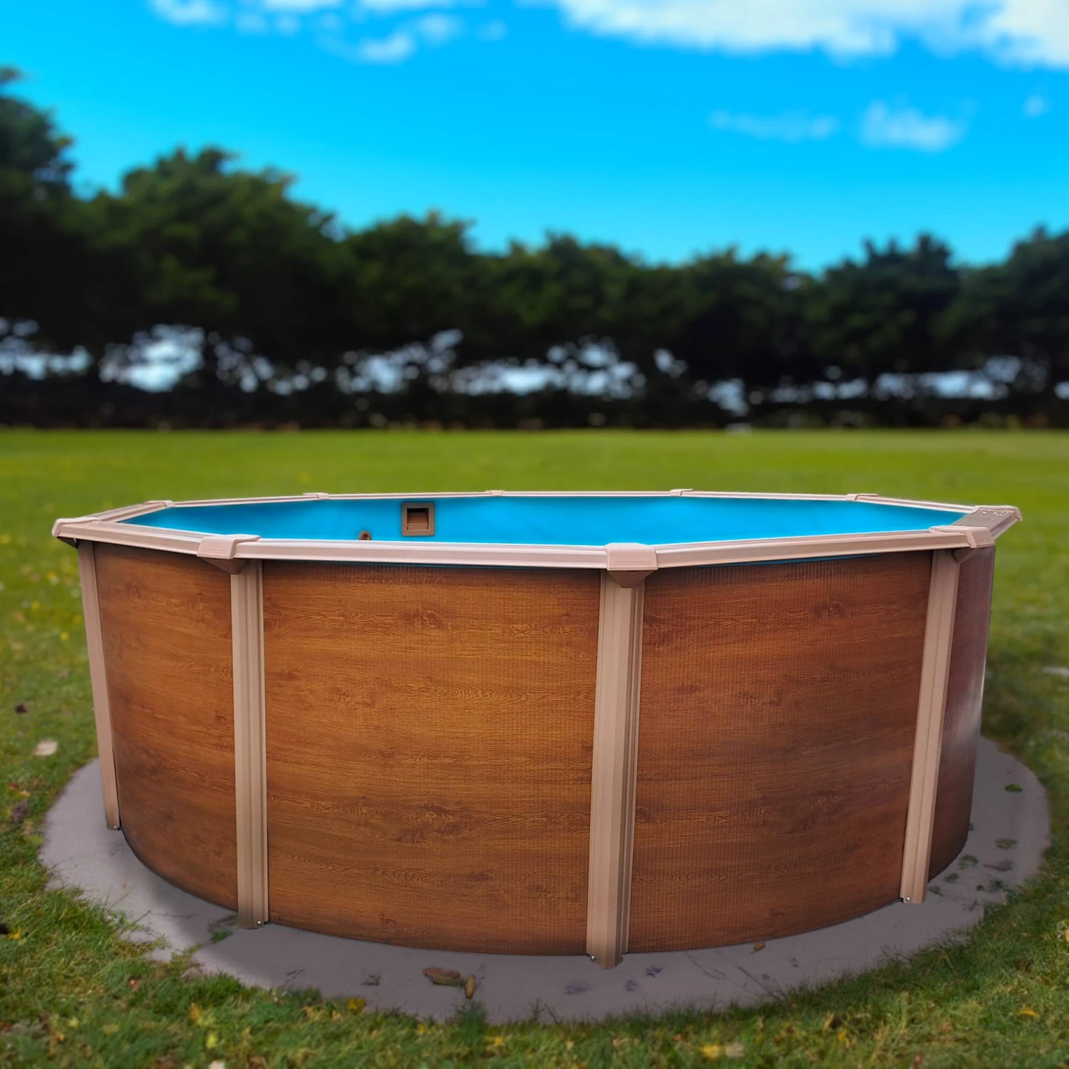 Waterman Stahlwandpool Set (5-teilig) Rund Classic 460x120cm, Stahl 0,45mm Holzoptik, Folie 0,3mm Blau, Overlap 2 Waterman Stahlwandpool Set (5-teilig) Rund Classic 460x120cm, Stahl 0,45mm Holzoptik, Folie 0,3mm Blau, Overlap – Bild 2