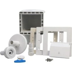 Waterman Stahlwandpool Set (3-teilig) Rund 450x120 Cm, Stahl 0,4 Mm Weiß, Folie 0,3 Mm Blau, Overlap -Schwimmbadzubehör Standard Einbauskimmer weiss 22