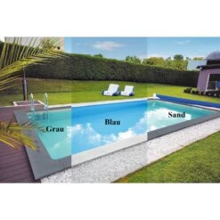 KWAD Styropor Pool De Luxe Komplettset 6,0 X 3,0 X 1,5m Mit 0,8 Mm Innenhülle Sand Inkl. Römertreppe -Schwimmbadzubehör Styropor Pool Grau Blau Sand